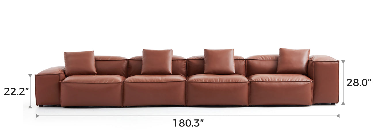 Flex Modular Black Genuine Leather Sofa