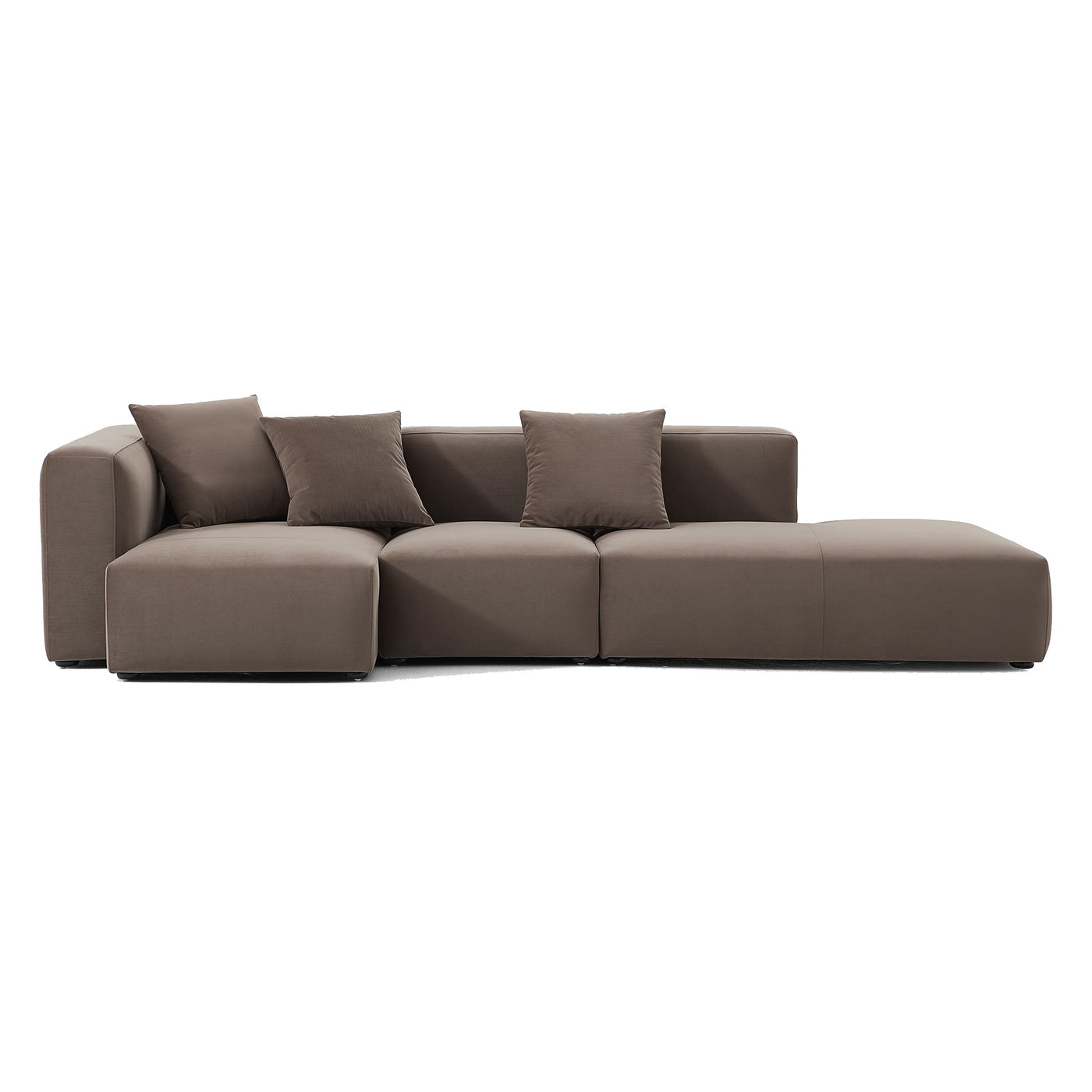 Geometry Minimalist Sectional-Brown-124.0"-Facing Left