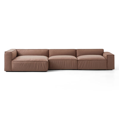 Luxury Minimalist Brown Fabric Sectional Set-Brown-145.7"-Facing Left