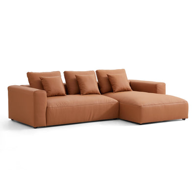 Nathan Modular Orange Leather Sectional Sofa-Orange