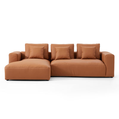 Nathan Modular Orange Leather Sectional Sofa-Orange-115.2"-Facing Left