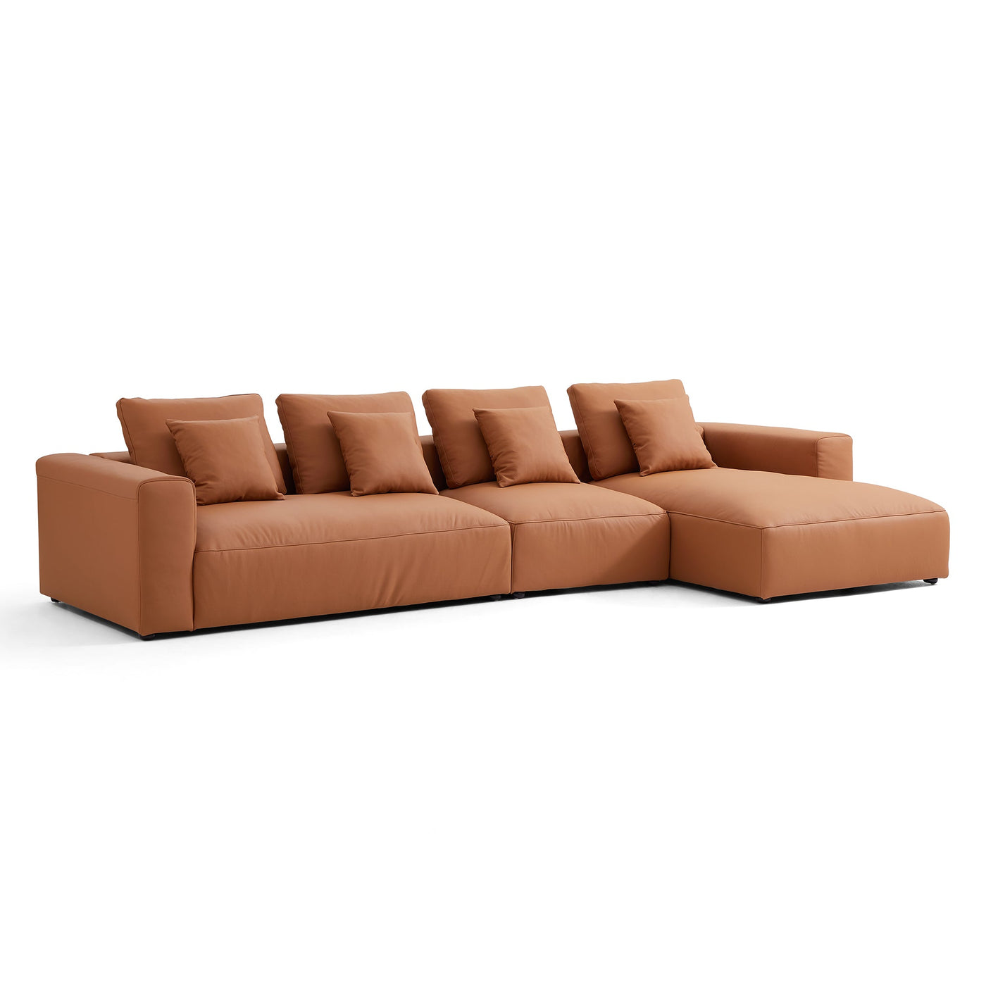 Nathan Modular Orange Leather Sectional Sofa-hidden