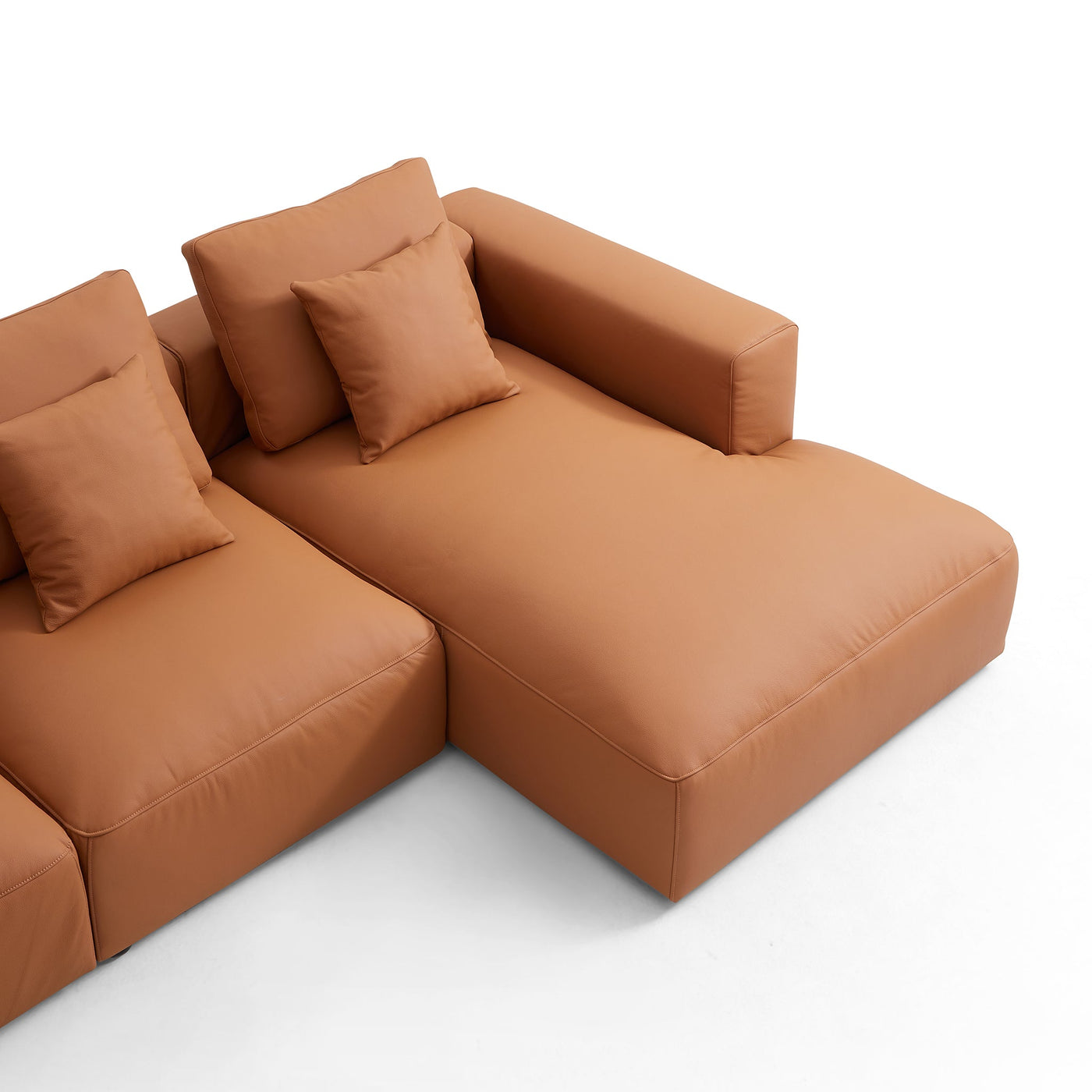 Nathan Modular Orange Leather Sectional Sofa-Orange