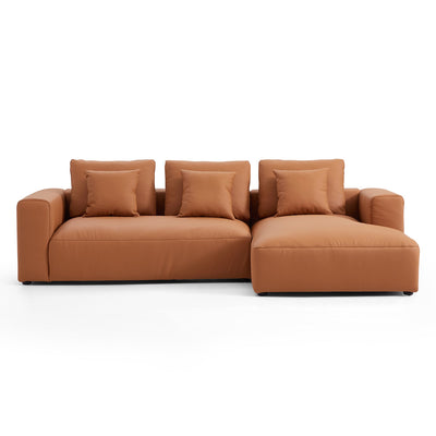 Nathan Modular Orange Leather Sectional Sofa-Orange-115.2"-Facing Right