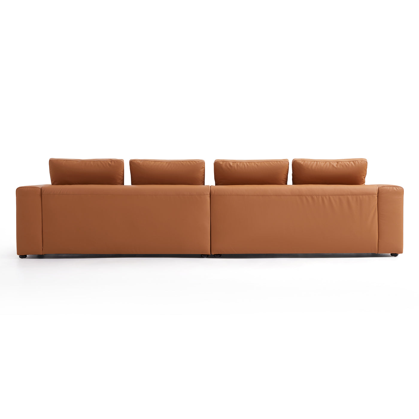 Nathan Modular Orange Leather Sofa-Orange
