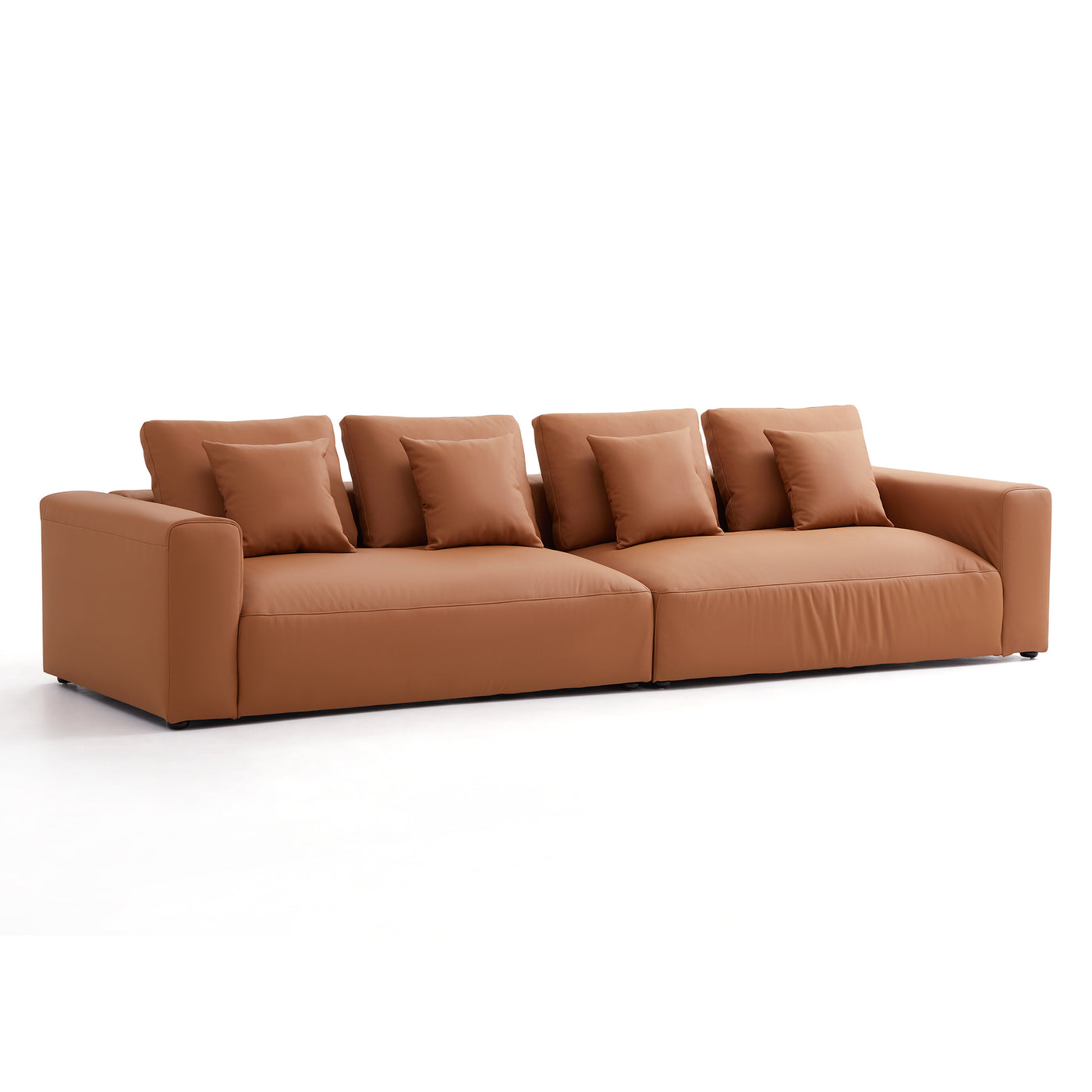 Nathan Modular Orange Leather Sofa-Orange