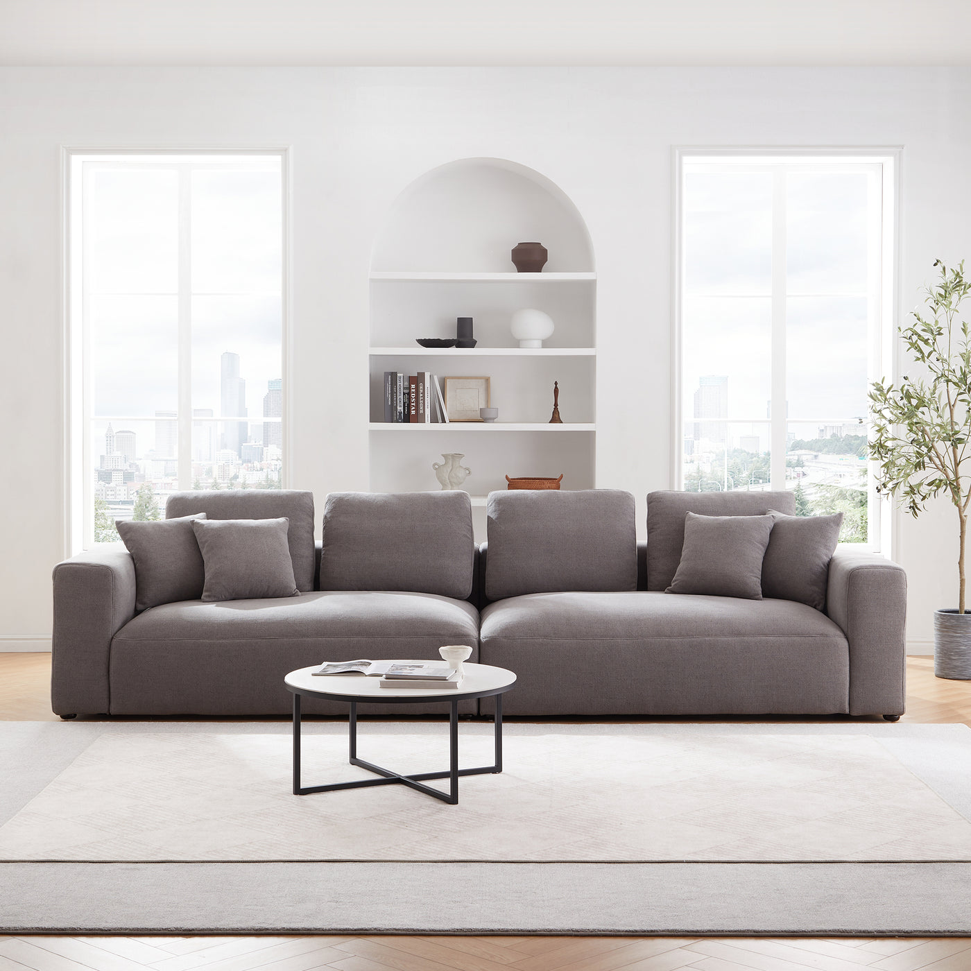 Nathan Modular Dark Gray Natural Linen Sofa-Dark Gray