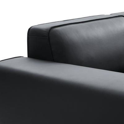 Domus Modular Khaki Leather U Shaped Sectional Sofa-Black