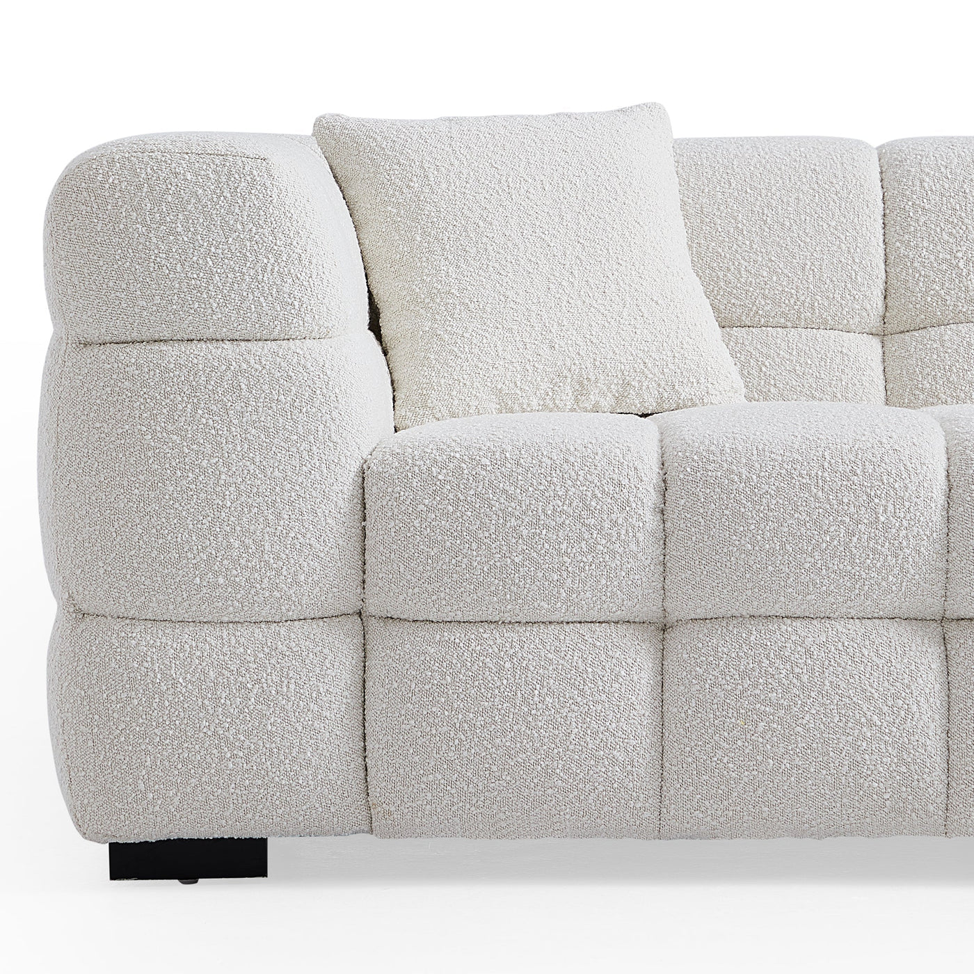 Cushy Cream Boucle Fabric Tufted Sofa Set-White