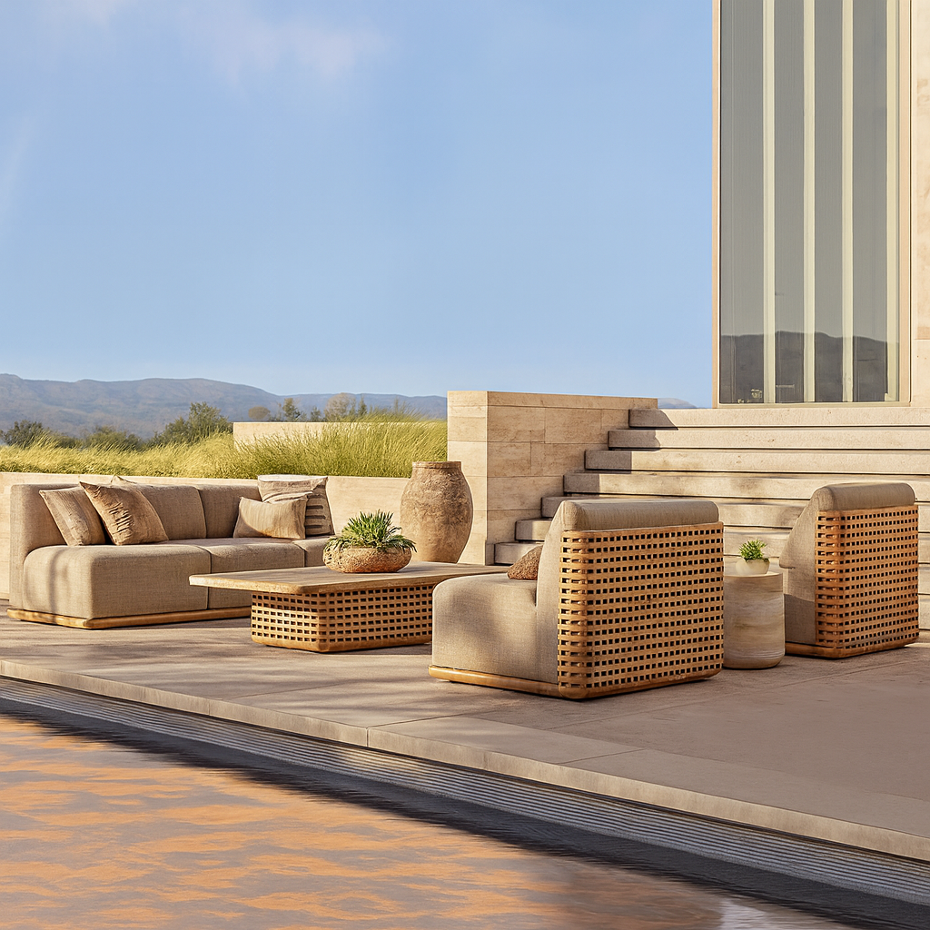 Solana Designer Teak Outdoor Sofa & Lounge Set