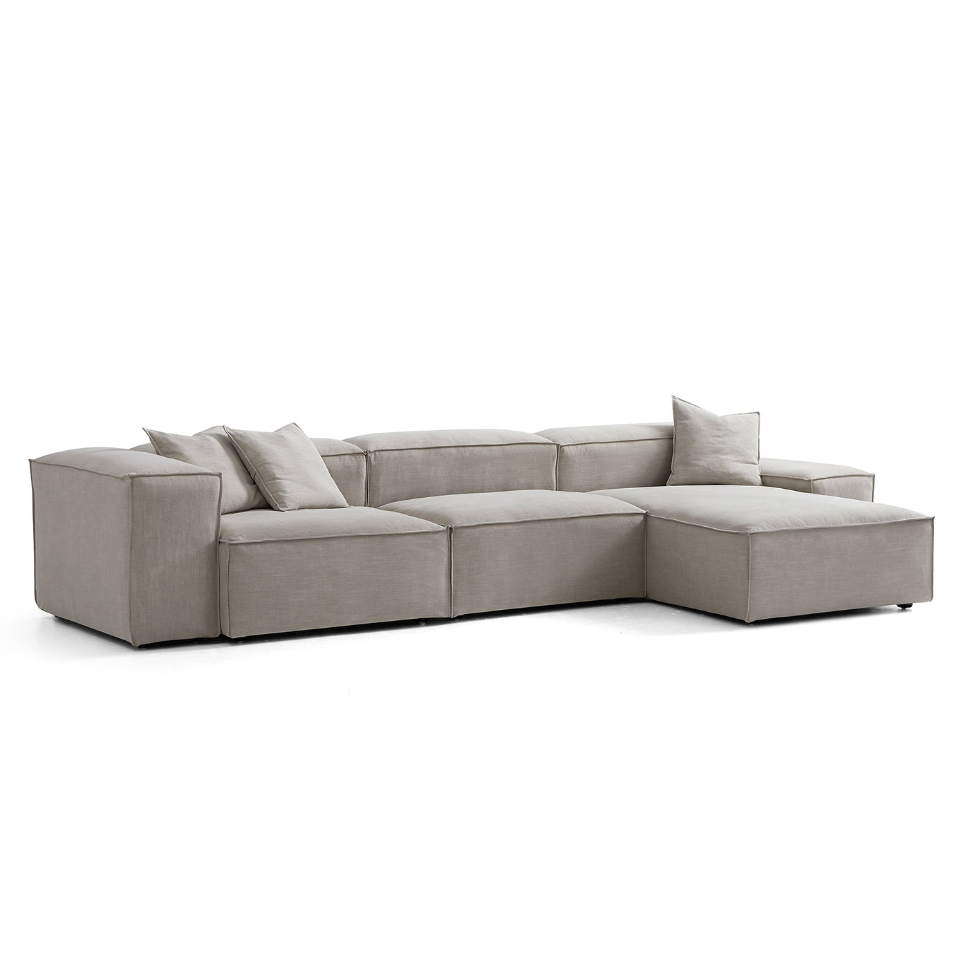 Freedom Modular New Gray Sectional Sofa-Sand-143.7"-Low & High