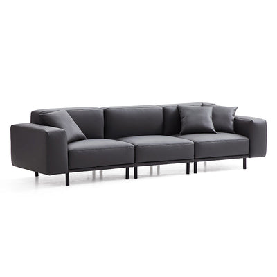 Noble Dark Gray Leather Sofa-Dark Gray-121.3″