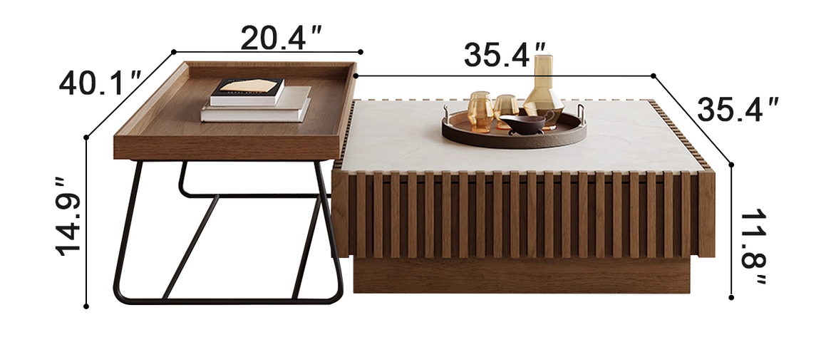 Tabor Mid-Century Walnut Coffee Table Set