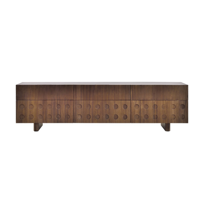 Circular Pattern Walnut TV Stand