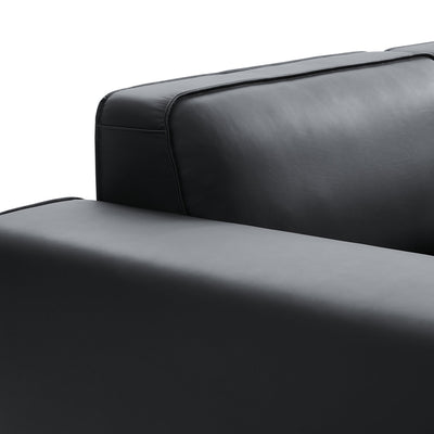 Domus Modular Khaki Leather Sectional Sofa-Black