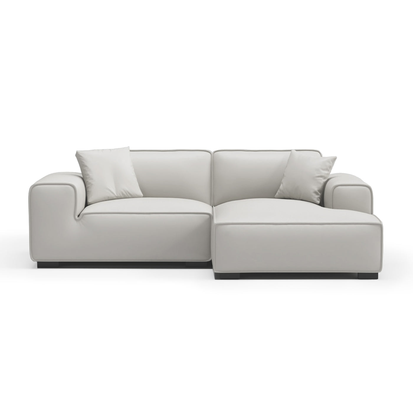 Domus Modular Black Leather Sectional Sofa-White