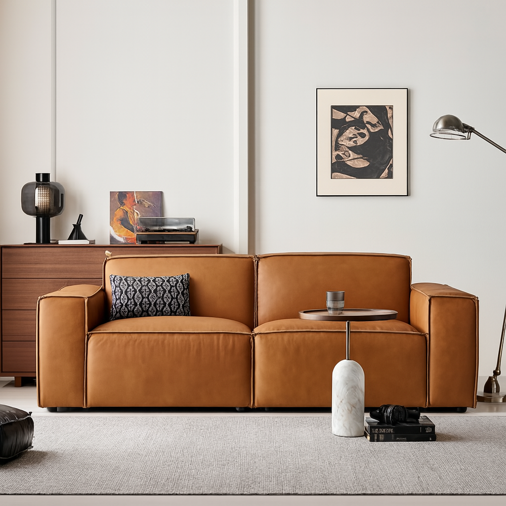 Kendall Italian Top Grain Leather Sofa-Tan