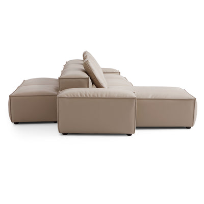 Flex Modular Khaki Genuine Leather Double Sided Sectional-Khaki-142.9"-Low