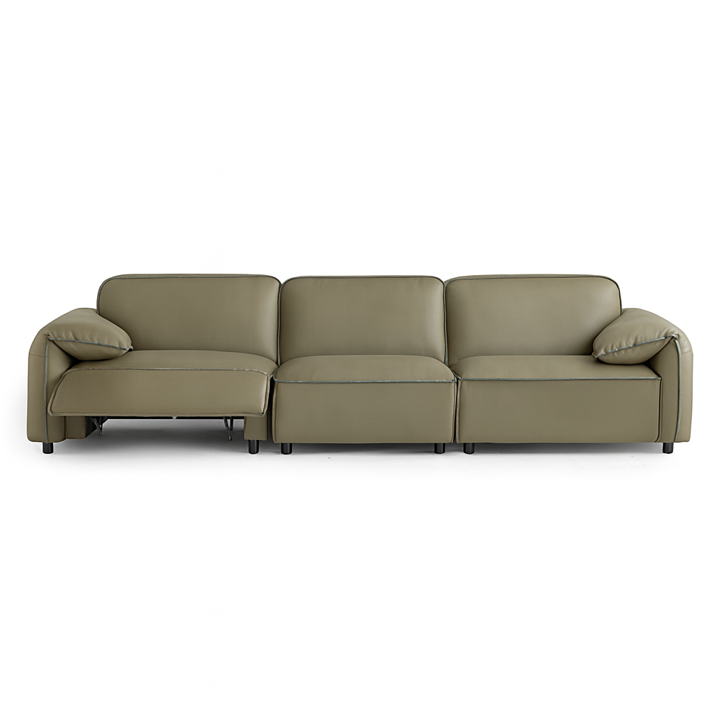 Elara Top Grain Leather Power Recliner Sofa-Olive