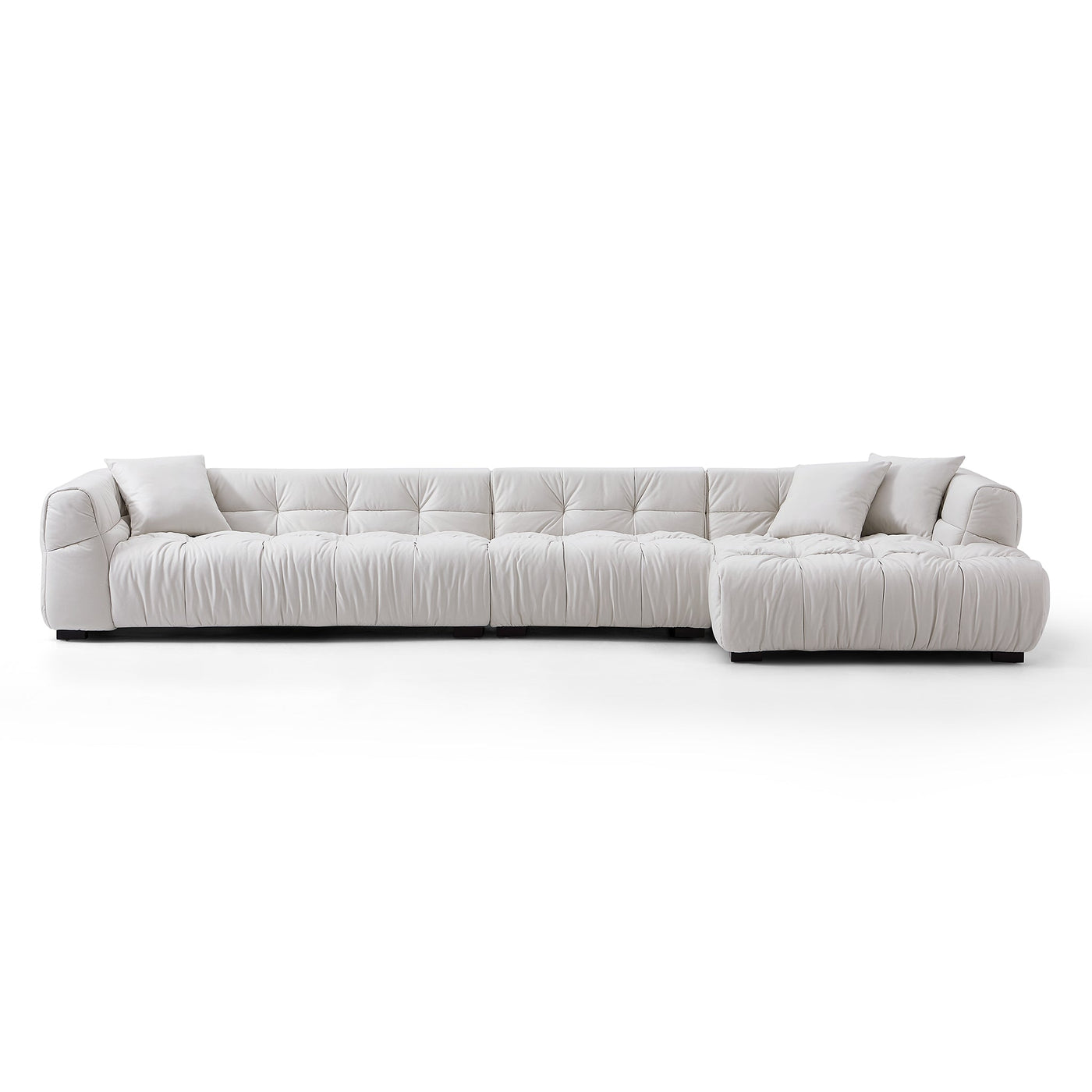 Boba Black Leathaire Sectional Set-White-153.5″-Facing Right