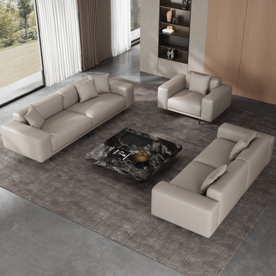 Noble Beige Leather Sofa Set