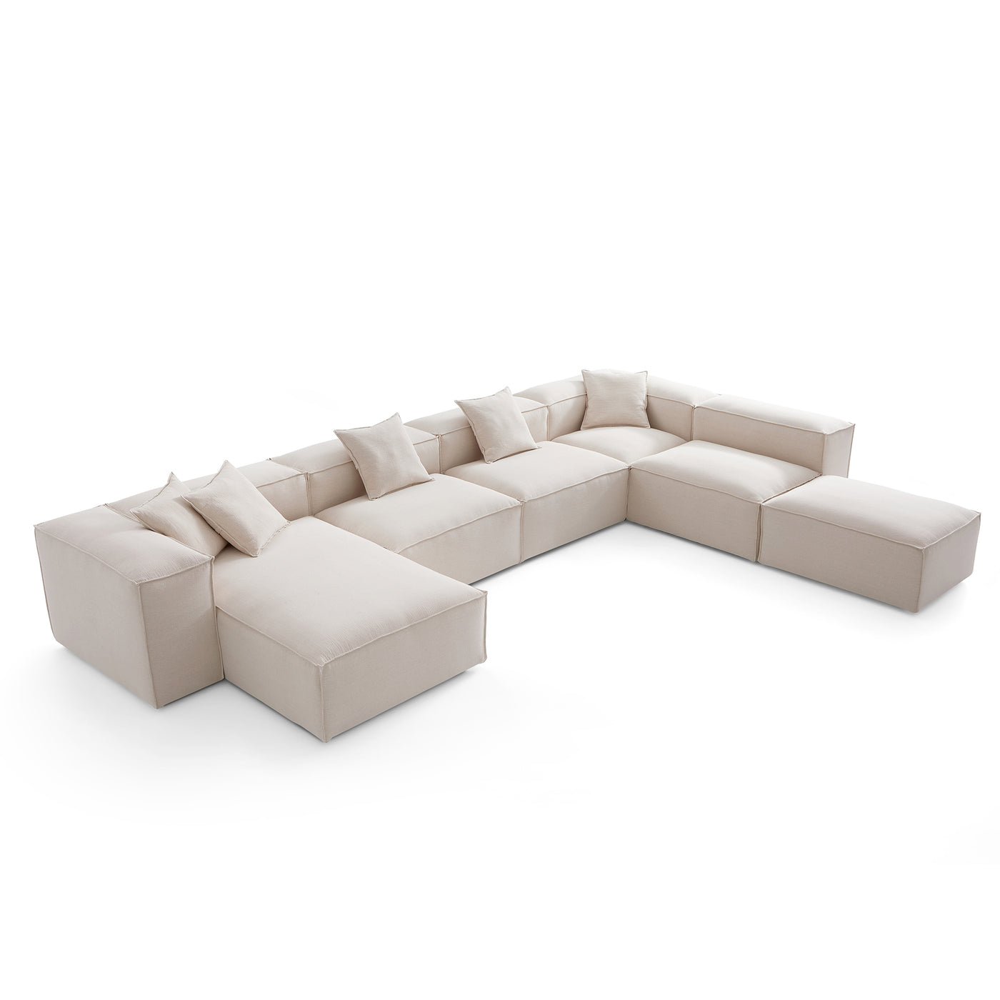 Freedom Modular Khaki Open End Sectional Sofa-Khaki-181.1"-High