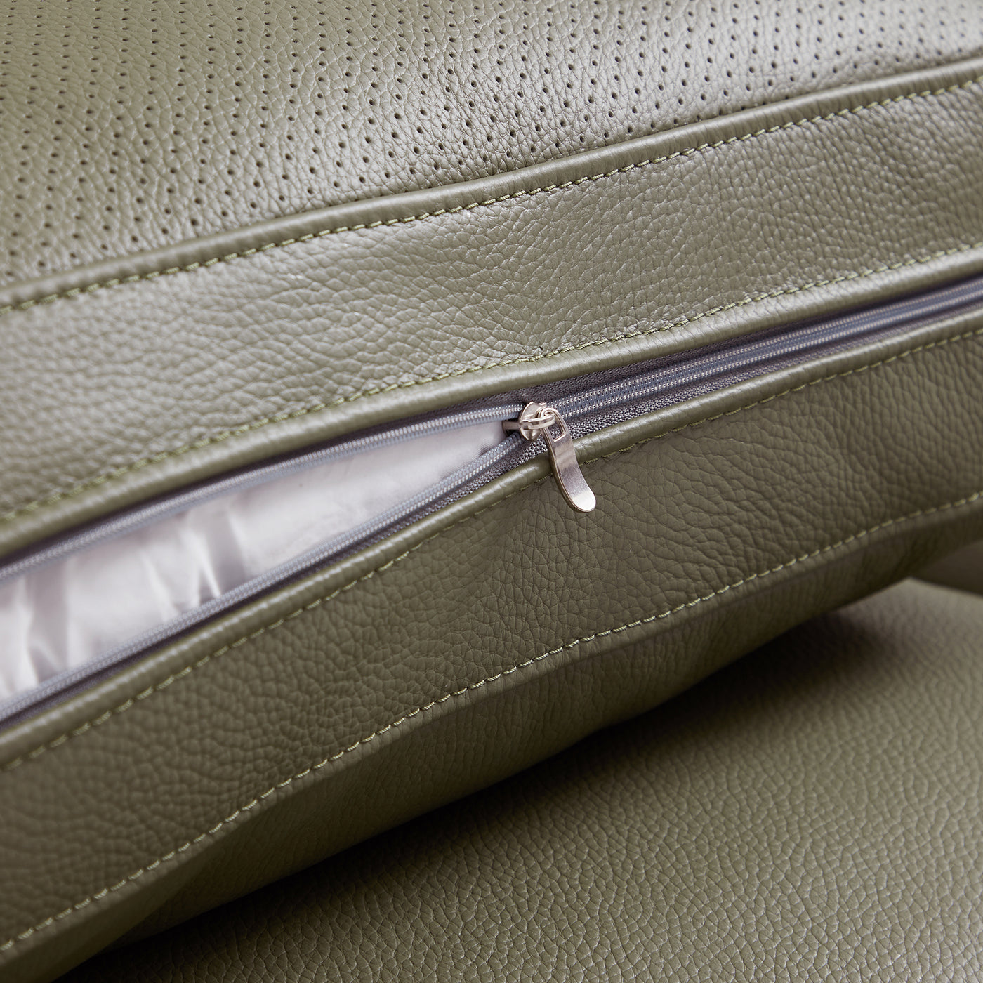 Olivia Top Grain Genuine Leather Sofa-Olive