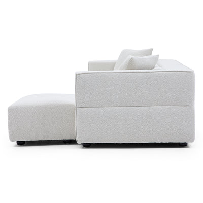 Nordic Modern Gray Sofa with Ottoman-White