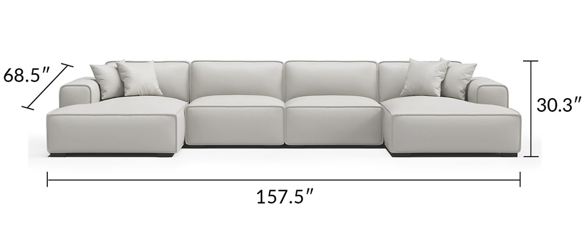 Domus Modular Dark Gray Leather U-Shaped Sectional Sofa
