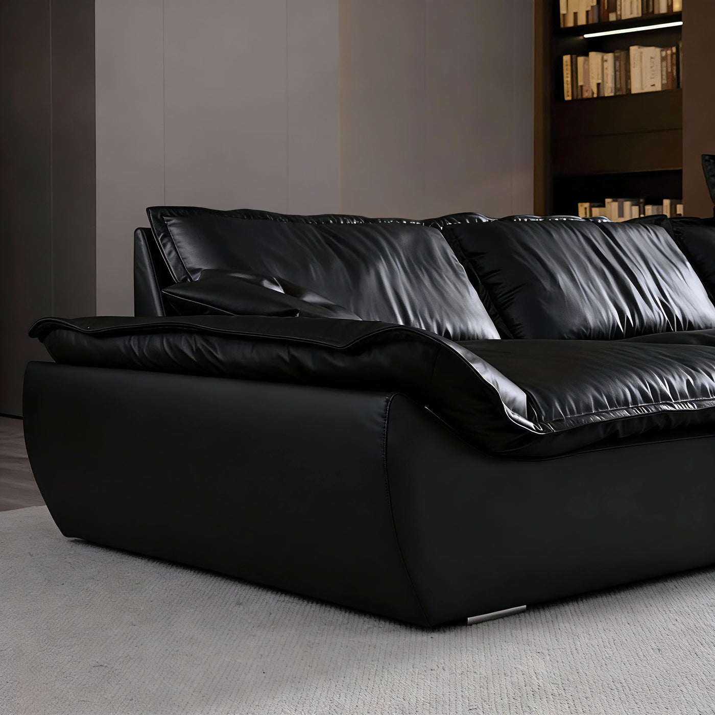Raisa Vintage Leather Sailboat Sofa-Black