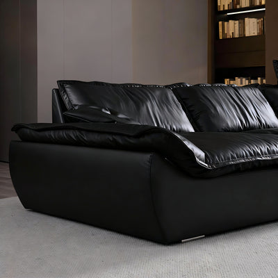 Raisa Vintage Leather Sailboat Sofa-Black