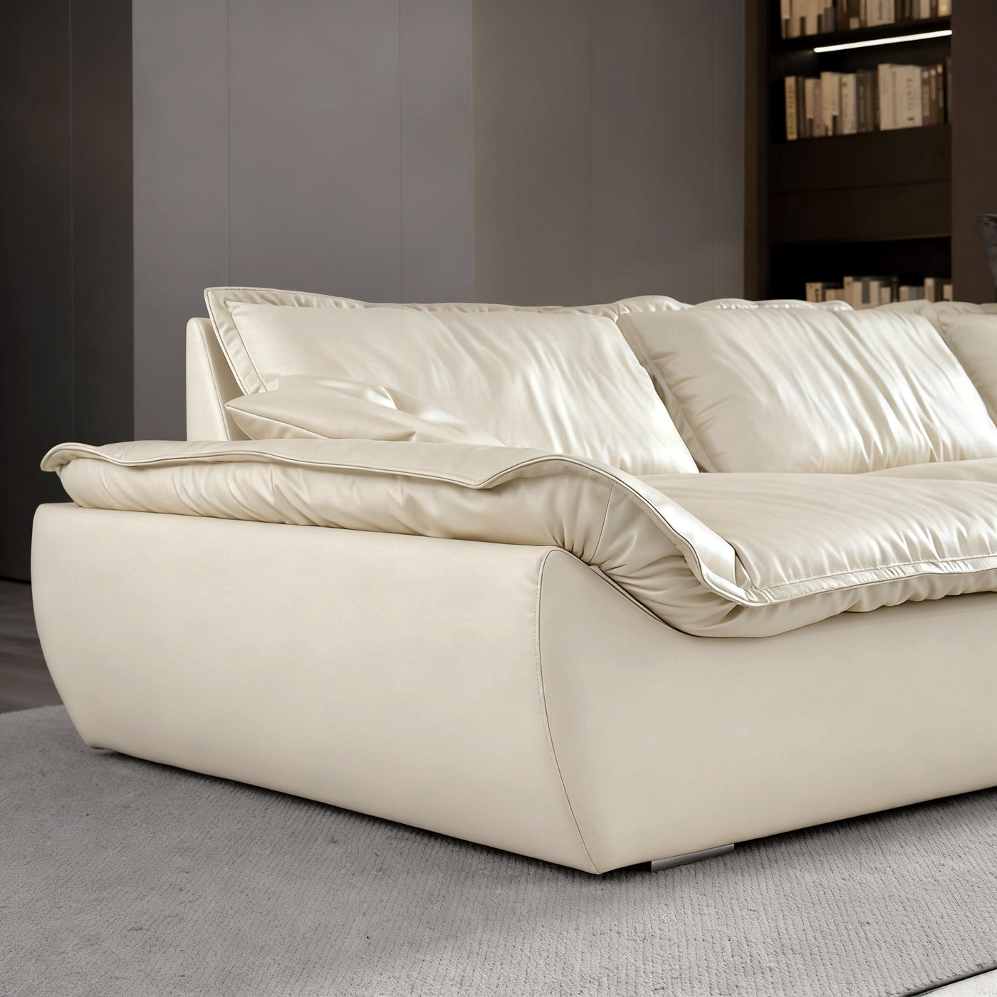 Raisa Vintage Leather Sailboat Sofa-Beige