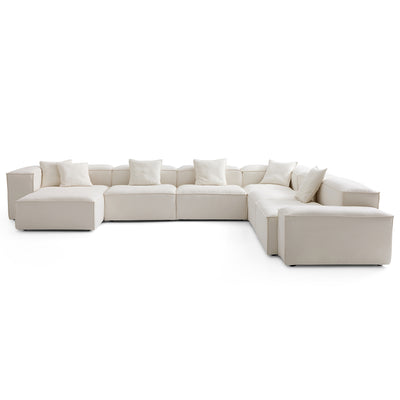 Freedom Modular Beige U Shaped Sectional Sofa-Beige-181.1"-Low & High