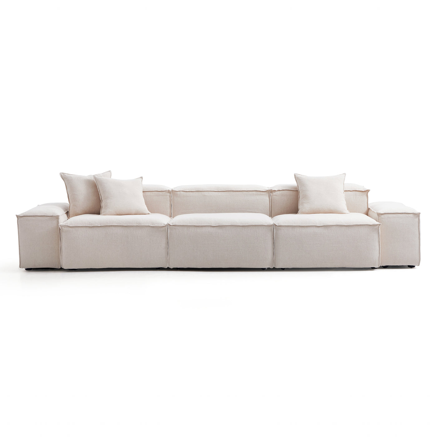 Freedom Modular Gray Sofa-Khaki-Low-143.7″