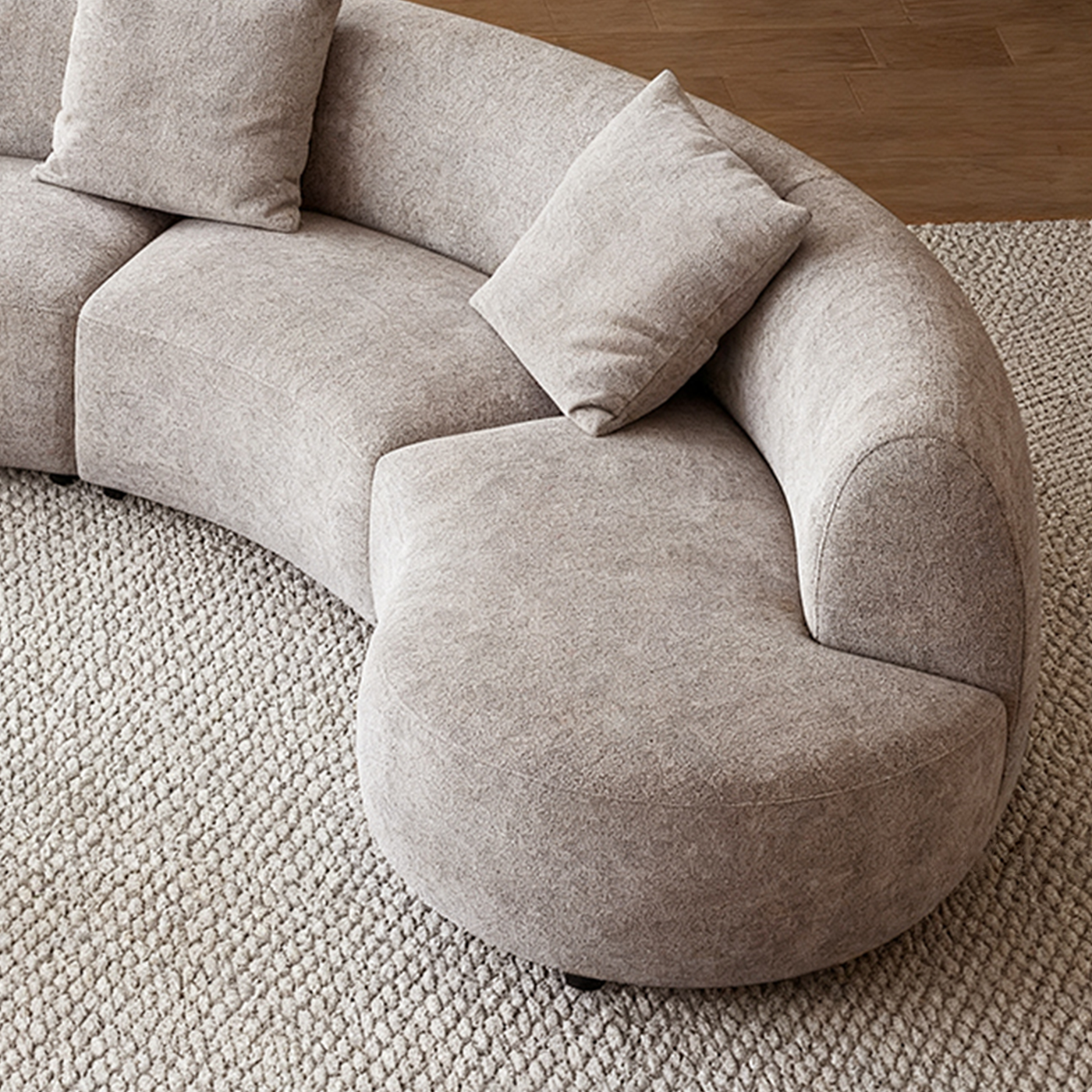 Nestled Curved Open End Sectional Sofa-Sand