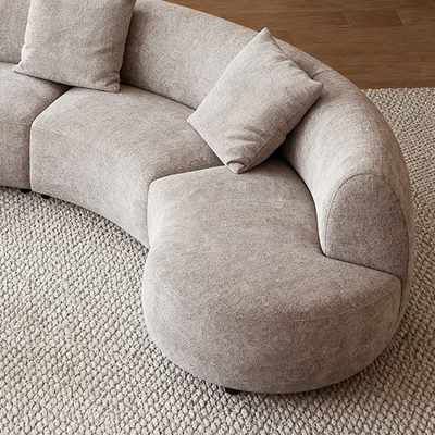 Nestled Curved Open End Sectional Sofa-Sand