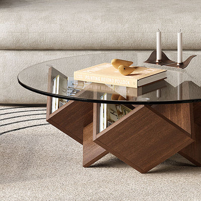 Scandinavian Magic Cube Glass Coffee Table-35.4″
