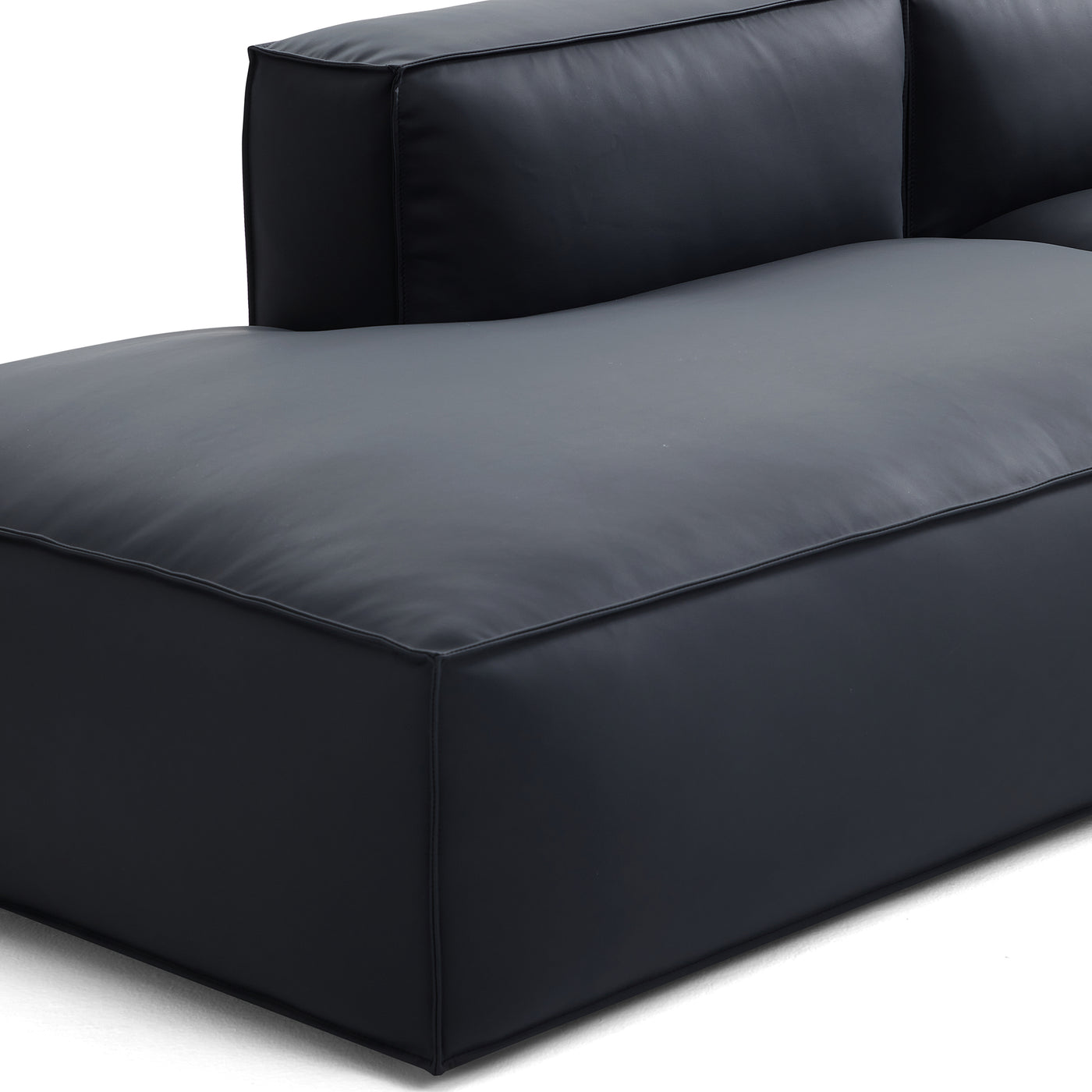 Geometry Minimalist Black Leather Sofa-Black