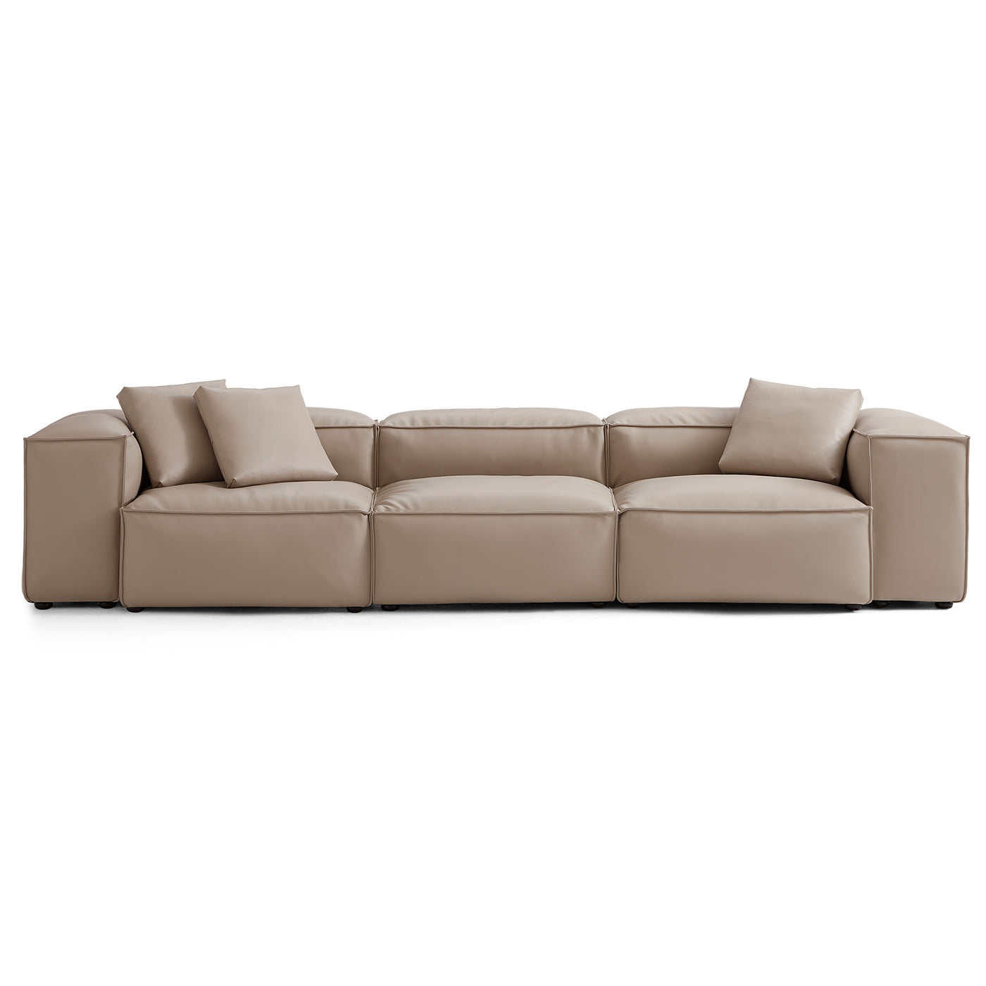 Flex Modular Khaki Genuine Leather Sofa-Khaki-142.9"-High