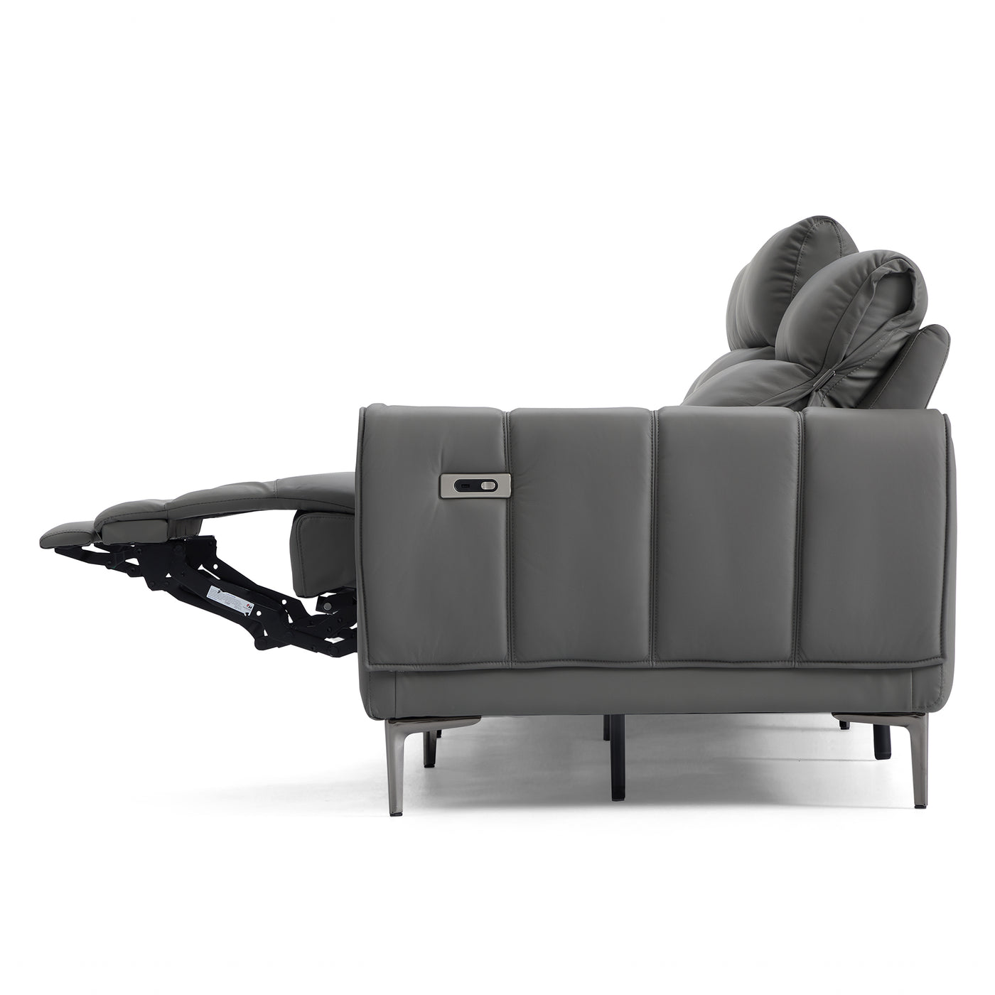 Louis Gray Leather Power Recliner Sleeper Sofa-Gray