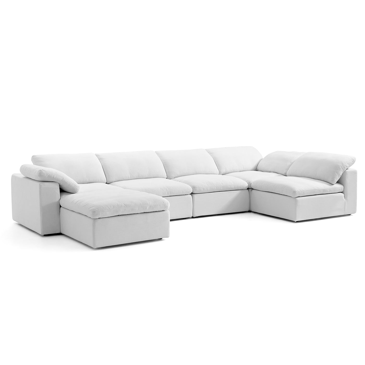 Tender Wabi Sabi Sand L Shaped Sectional and Ottoman-White-165.4"