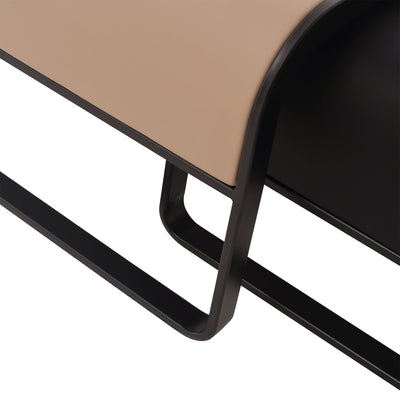 Modern Duet Coffee Table Set-39.4″ & 31.5″-Khaki & Black