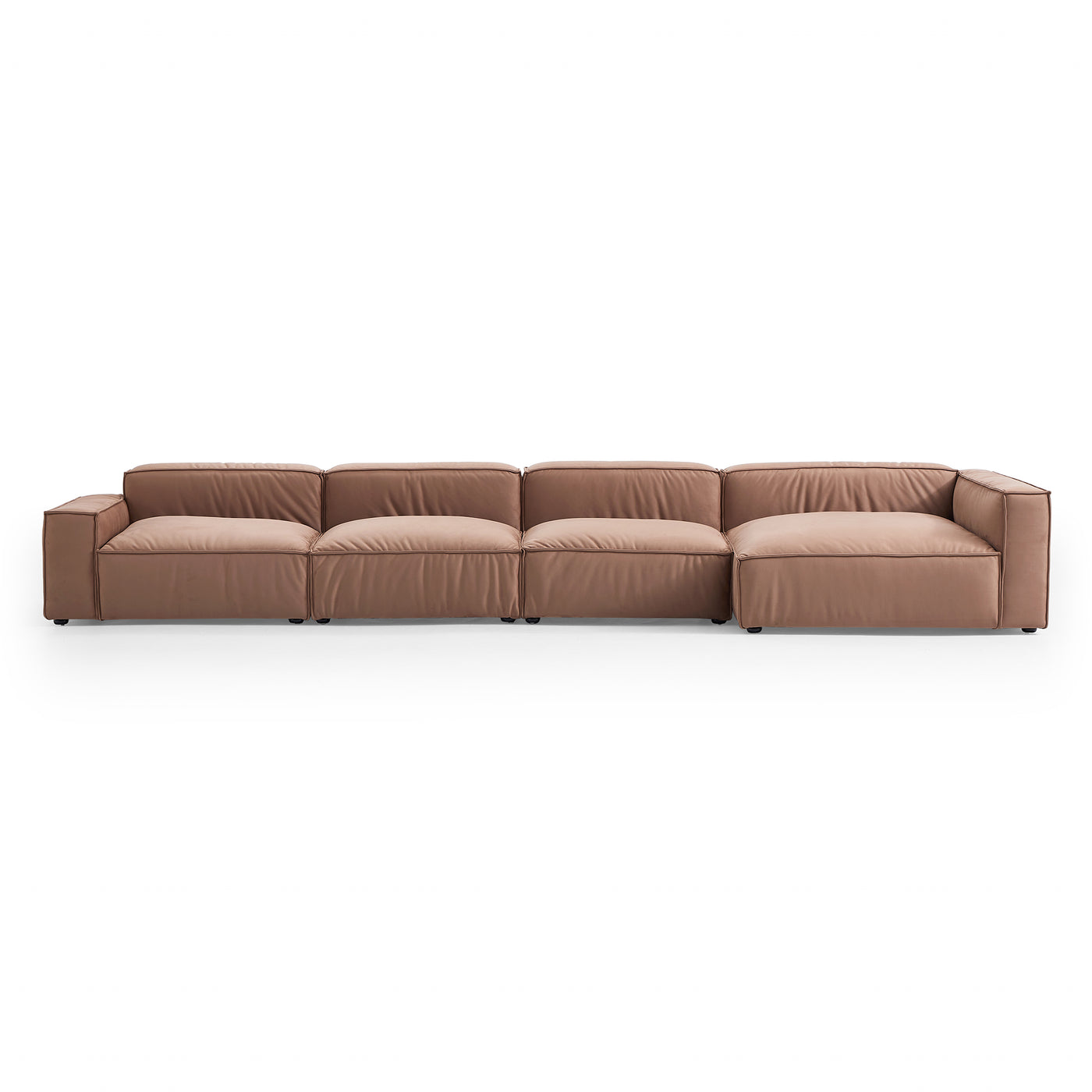 Luxury Minimalist Brown Fabric Sectional Set-Brown-185.0"-Facing Right