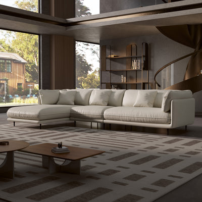 Vanilla White Genuine Leather Sectional