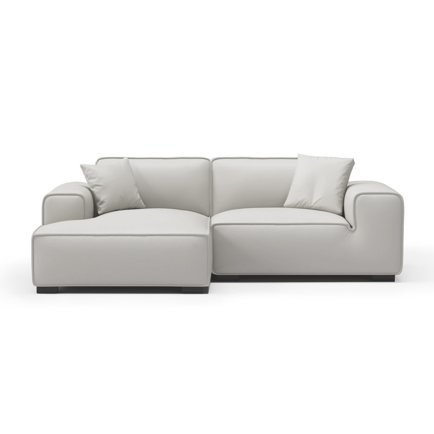 Domus Modular Black Leather Sectional Sofa-White