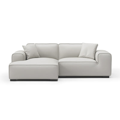 Domus Modular Black Leather Sectional Sofa-White