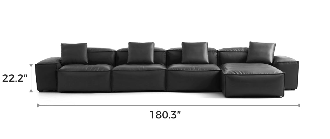 Flex Modular Black Genuine Leather Sectional