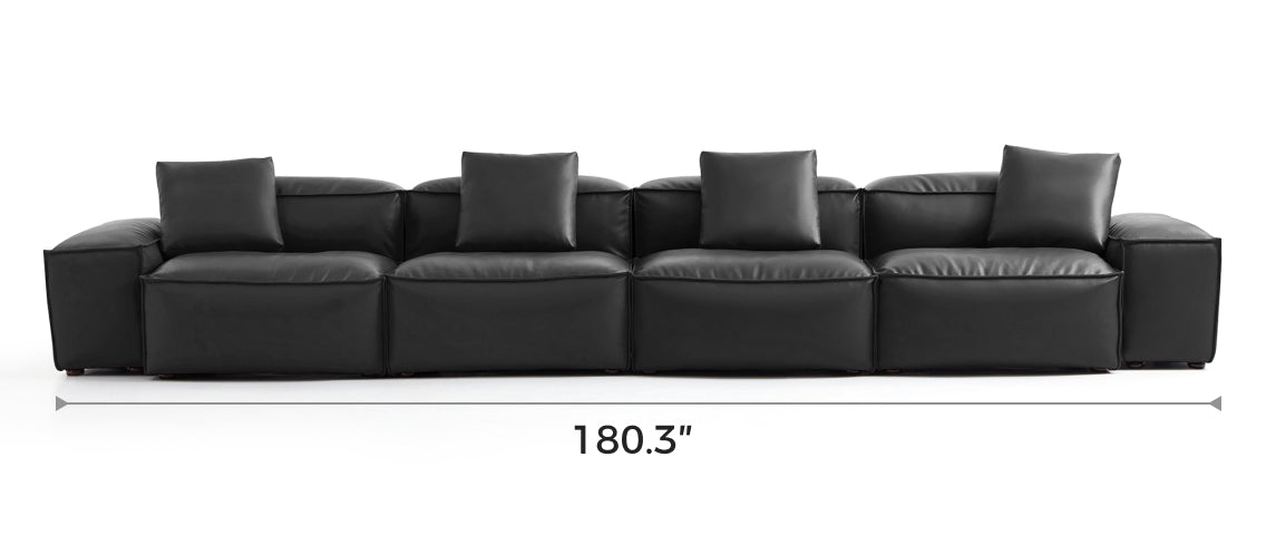 Flex Modular Black Genuine Leather Sofa