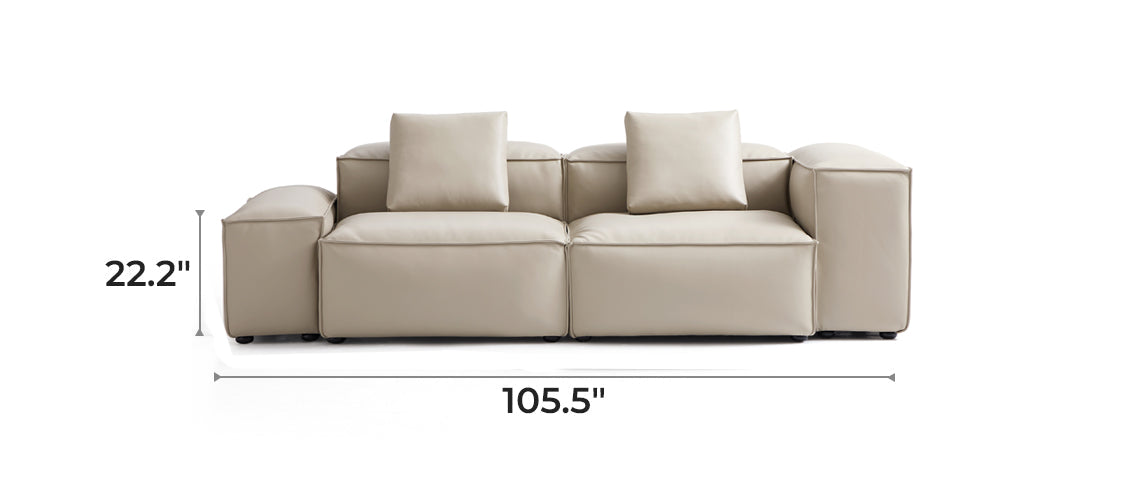 Flex Modular Beige Genuine Leather Sofa