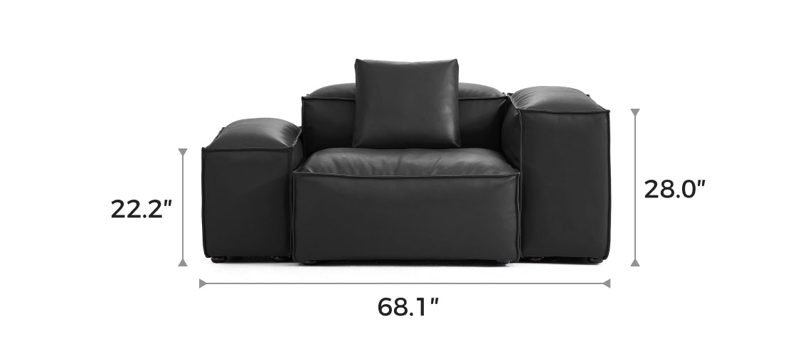 Flex Modular Black Genuine Leather Armchair